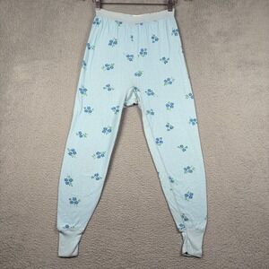 Vintage Medalist-Allen A Floral Thermal Pajama Pants Blue Cottagecore Grandma L